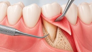 Ilustración de cirugía de colgajo dental